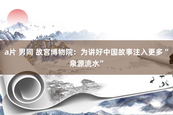 a片 男同 故宫博物院：为讲好中国故事注入更多“泉源流水”